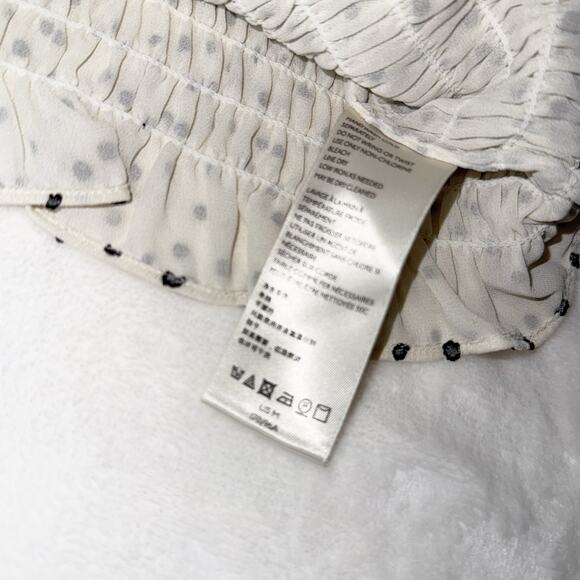 Anthropologie Lucia Off Shoulder Smocked Polka Dot Blouse Romantic Medium - Picture 12 of 15